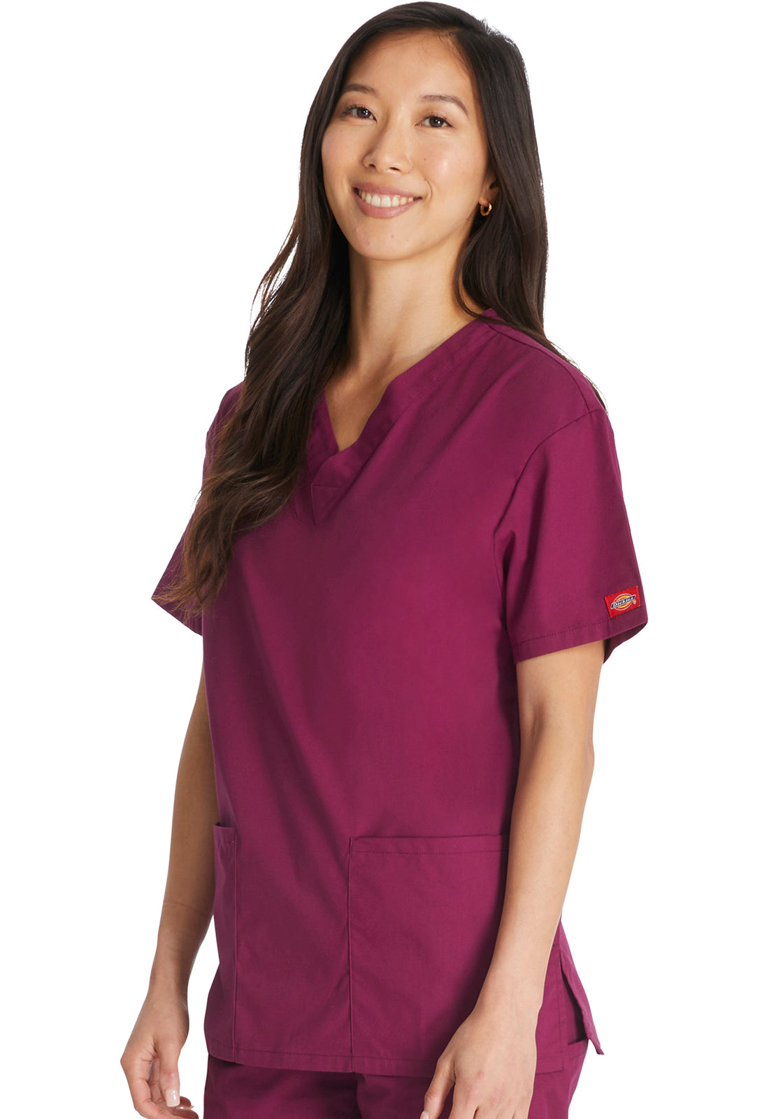 EDS Signature 86706 V-Neck Top Wine Model Image Right Side | Dickies