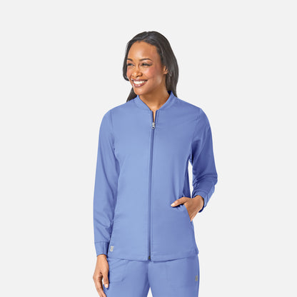 EON 8708 Women's Sporty Mesh Panel Zip Front Jacket Ceil Blue