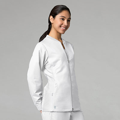 EON 8708 Women&#039;s Sporty Mesh Panel Zip Front Jacket White