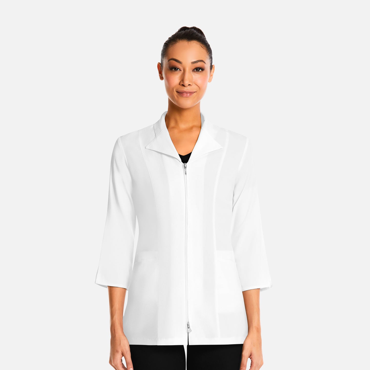 Smart 8801 Women’s 3/4 Sleeve Zip Lab Jacket White