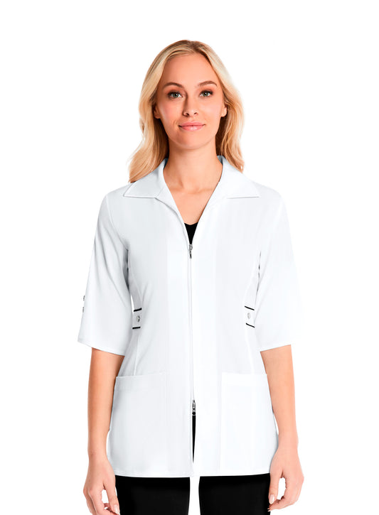 Smart 8802 Women’s 1/2 Sleeve Contrast Trim Jacket White with Black trim