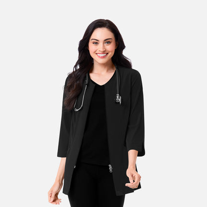 Smart 8803 Women's 3/4 Sleeve Lab Jacket Black