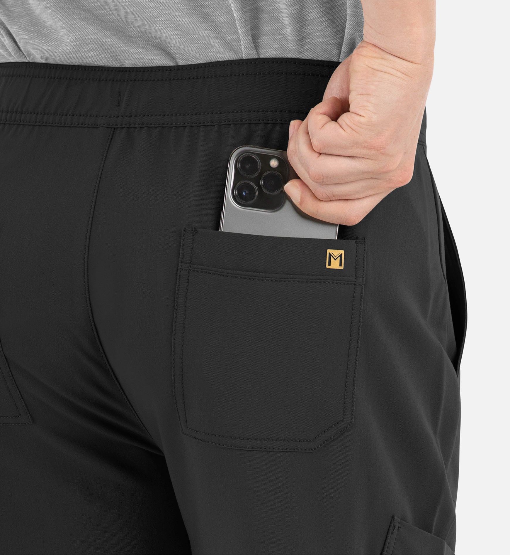 Matrix Pro Men's 8901 Men's Half Elastic Waistband Cargo Pants Black