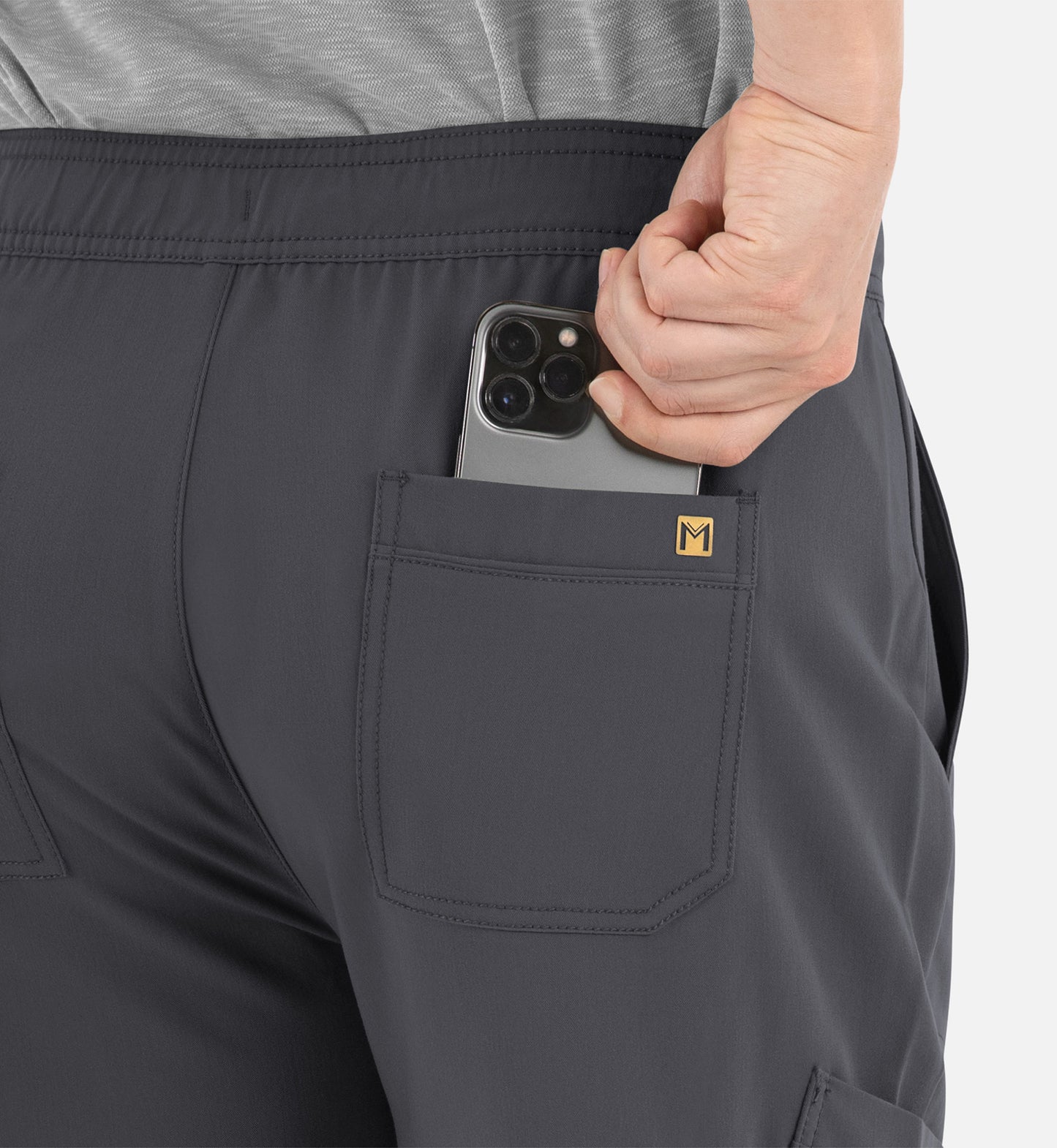 Matrix Pro Men's 8901 Men's Half Elastic Waistband Cargo Pants Pewter