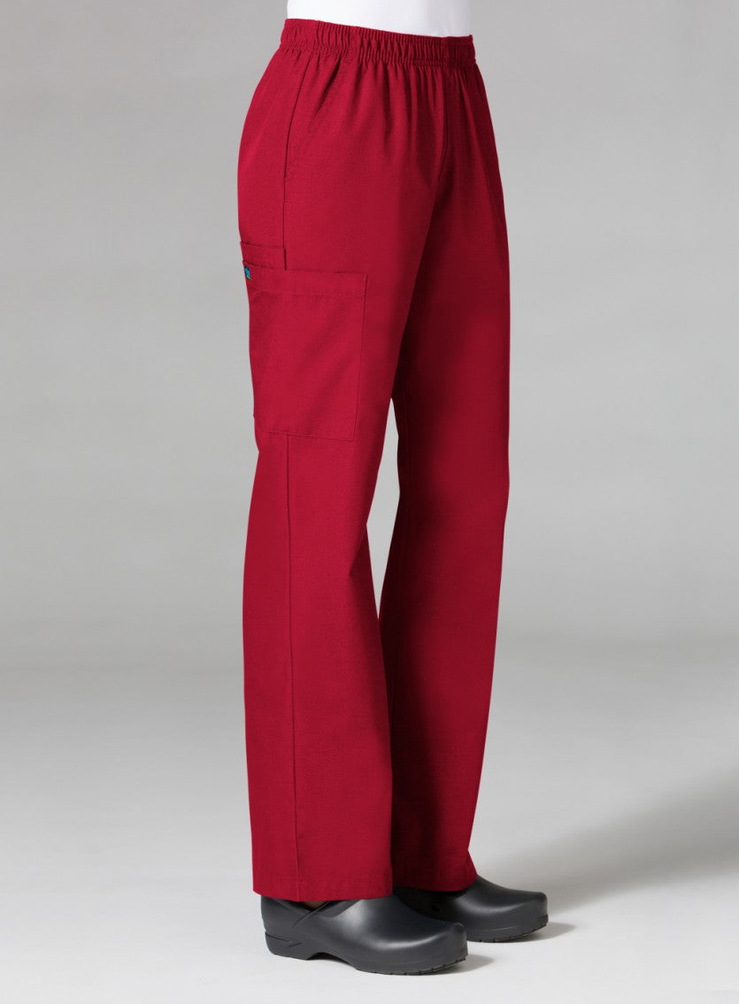 Core 9016 Women’s Full Elastic Waistband Cargo Pant Red