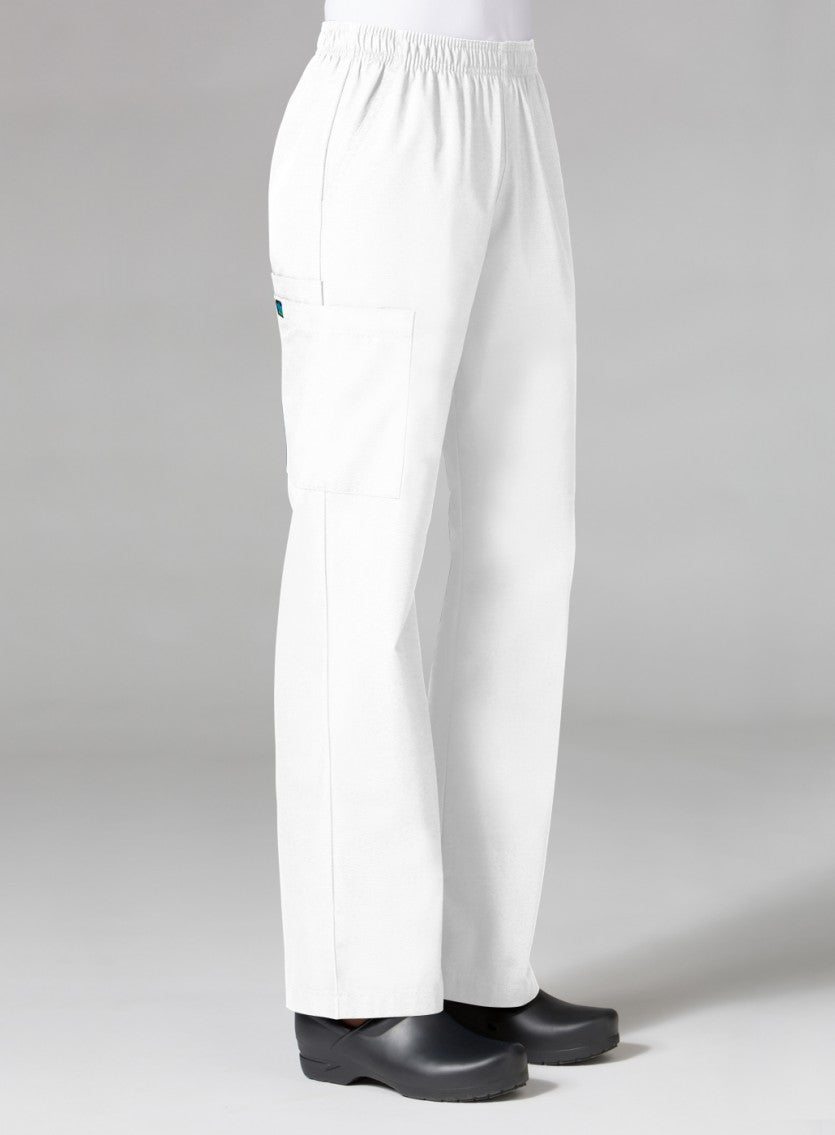 Core 9016 Women’s Full Elastic Waistband Cargo Pant White