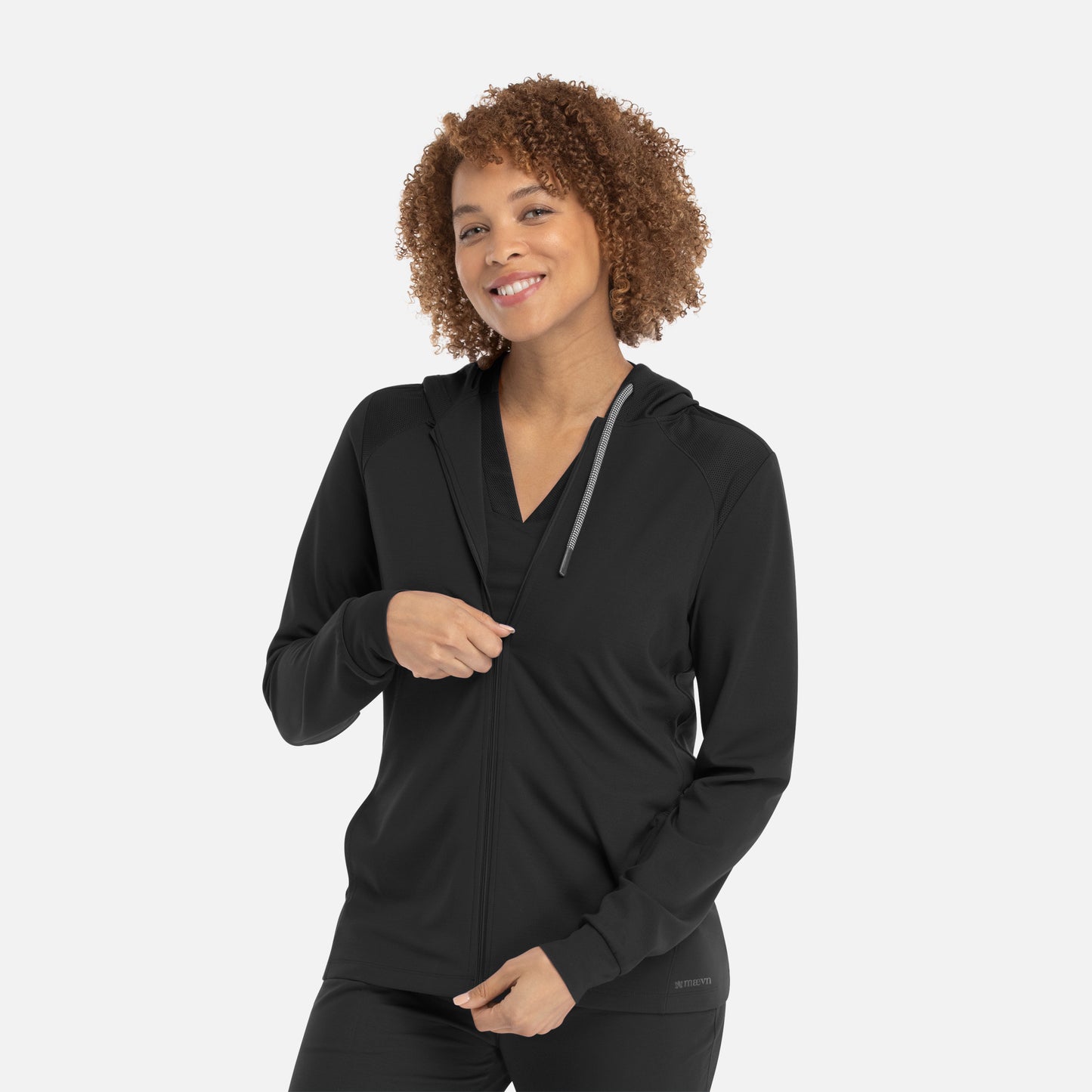 Focus 90301 Women’s Hooded Zip Front Jacket Black