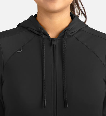 Focus 90301 Women’s Hooded Zip Front Jacket Black