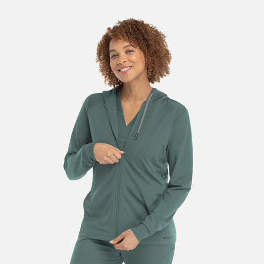 Focus 90301 Women’s Hooded Zip Front Jacket Sage