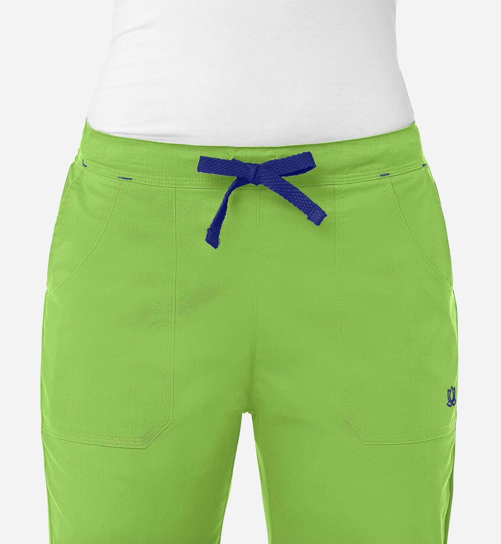 Blossom 9102 Multi-Pocket Flare Pants Apple Green