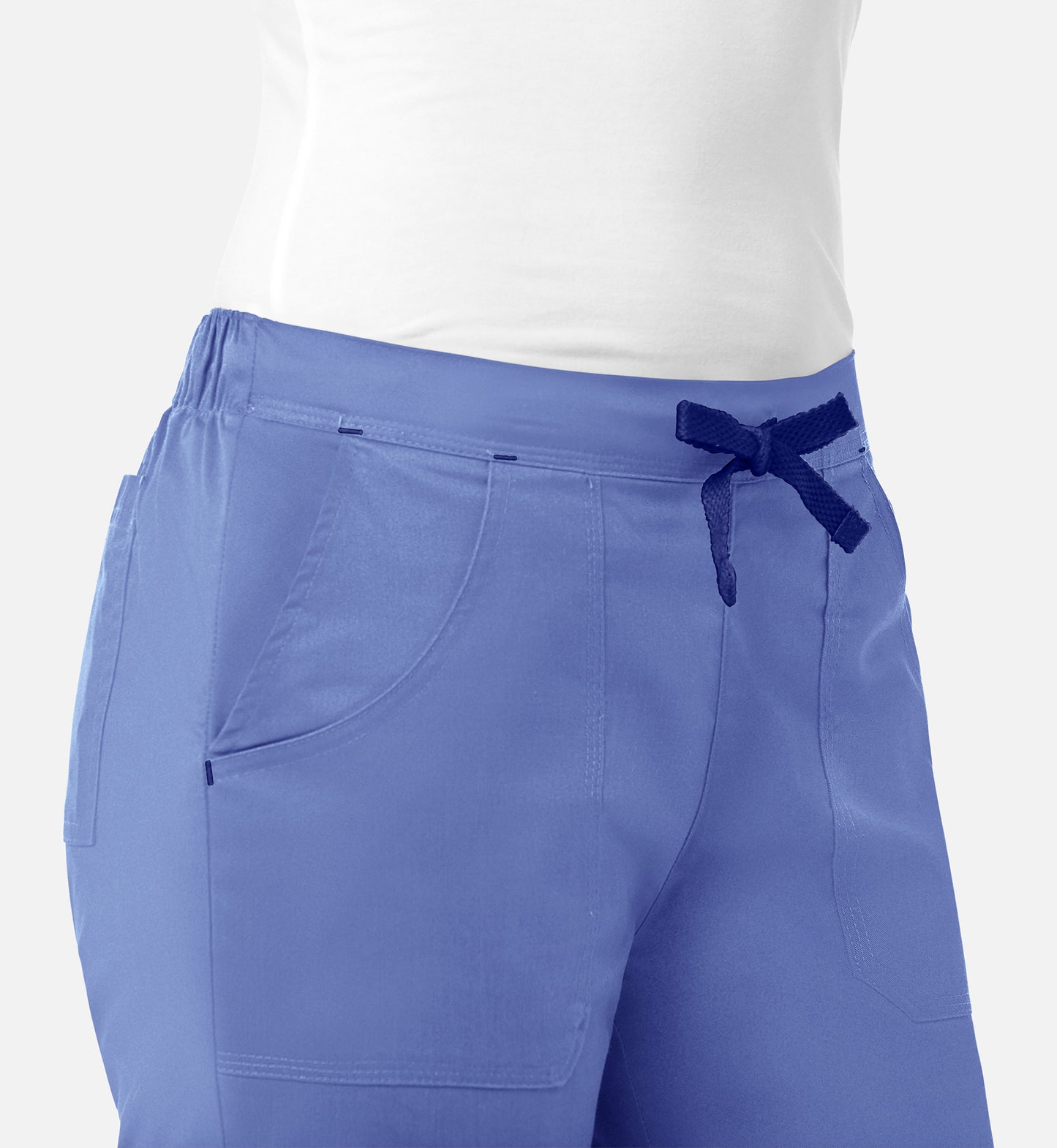 Blossom 9102 Multi-Pocket Flare Pants Ceil Blue