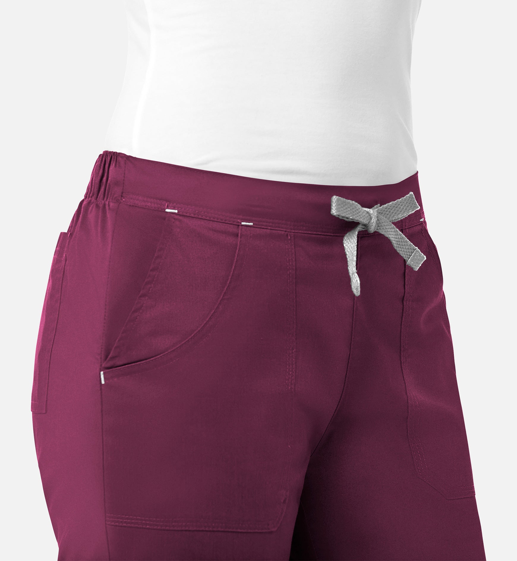 Blossom 9102 Multi-Pocket Flare Pants Wine