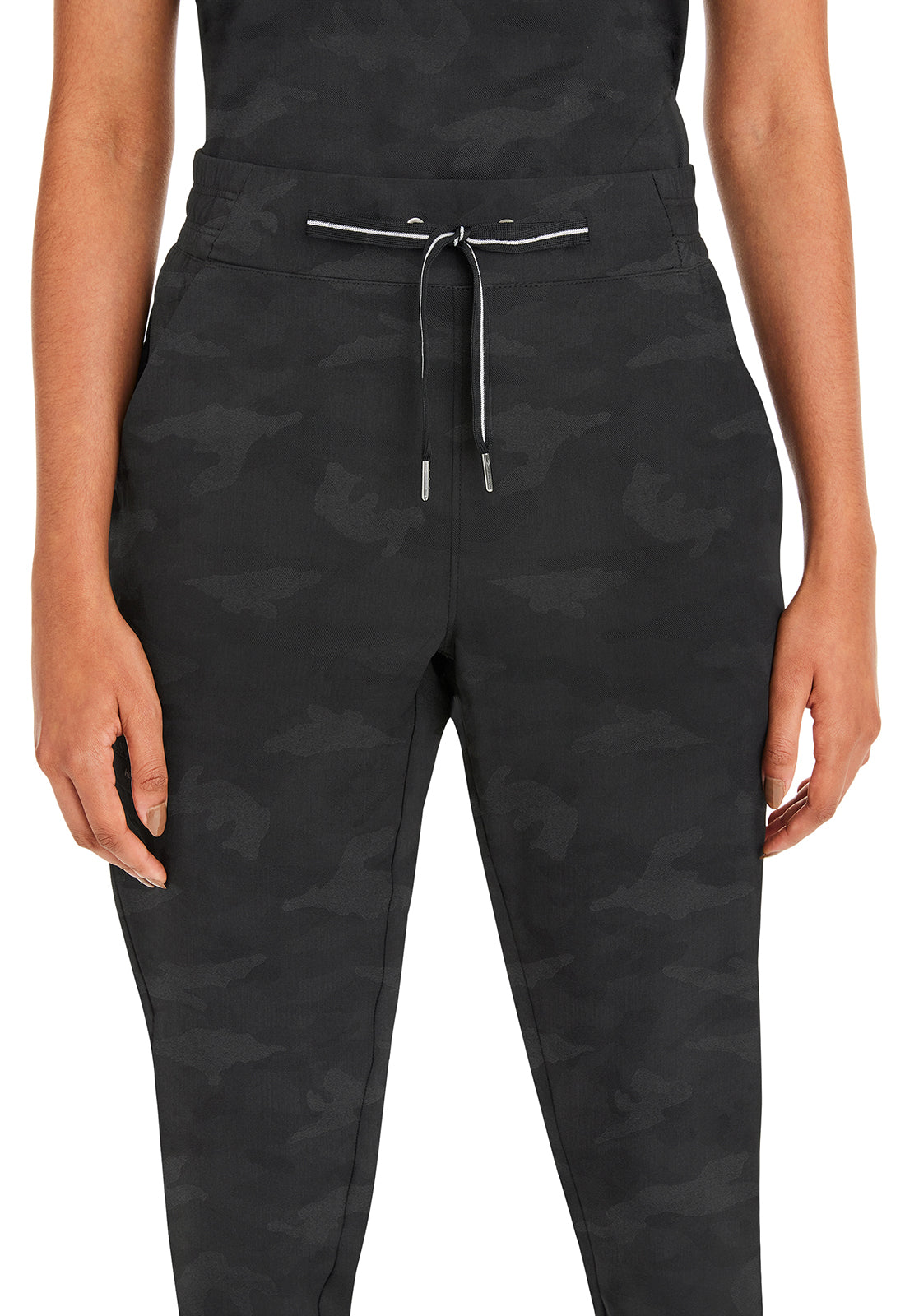 Purple Label 9350 Women's Tate Scrub Joggers Camo Scrub Pants Black