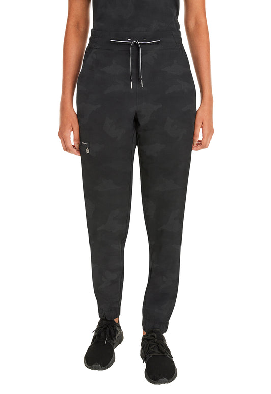 Purple Label 9350 Women's Tate Scrub Joggers Camo Scrub Pants Black