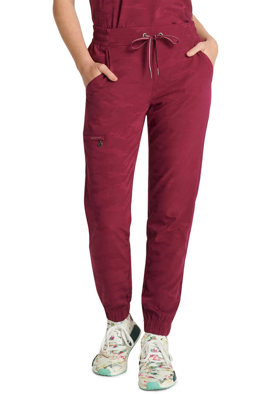 Purple Label 9350 Women's Tate Scrub Joggers Camo Scrub Pants Wine