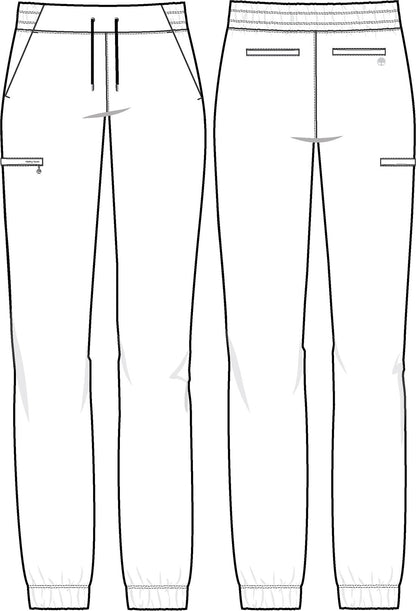 Purple Label Jacquard 9350 Women's Tate Scrub Joggers Camo Scrub Pants White