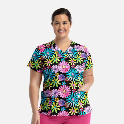 Prints 9800 Women's V-Neck Print Top Flower Child