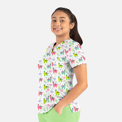 Prints 9800 Women's V-Neck Print Top Llama Momma
