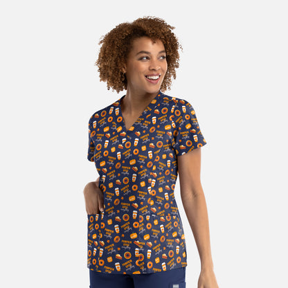 Prints 9800 Women's V-Neck Print Top Pumpkin Spice