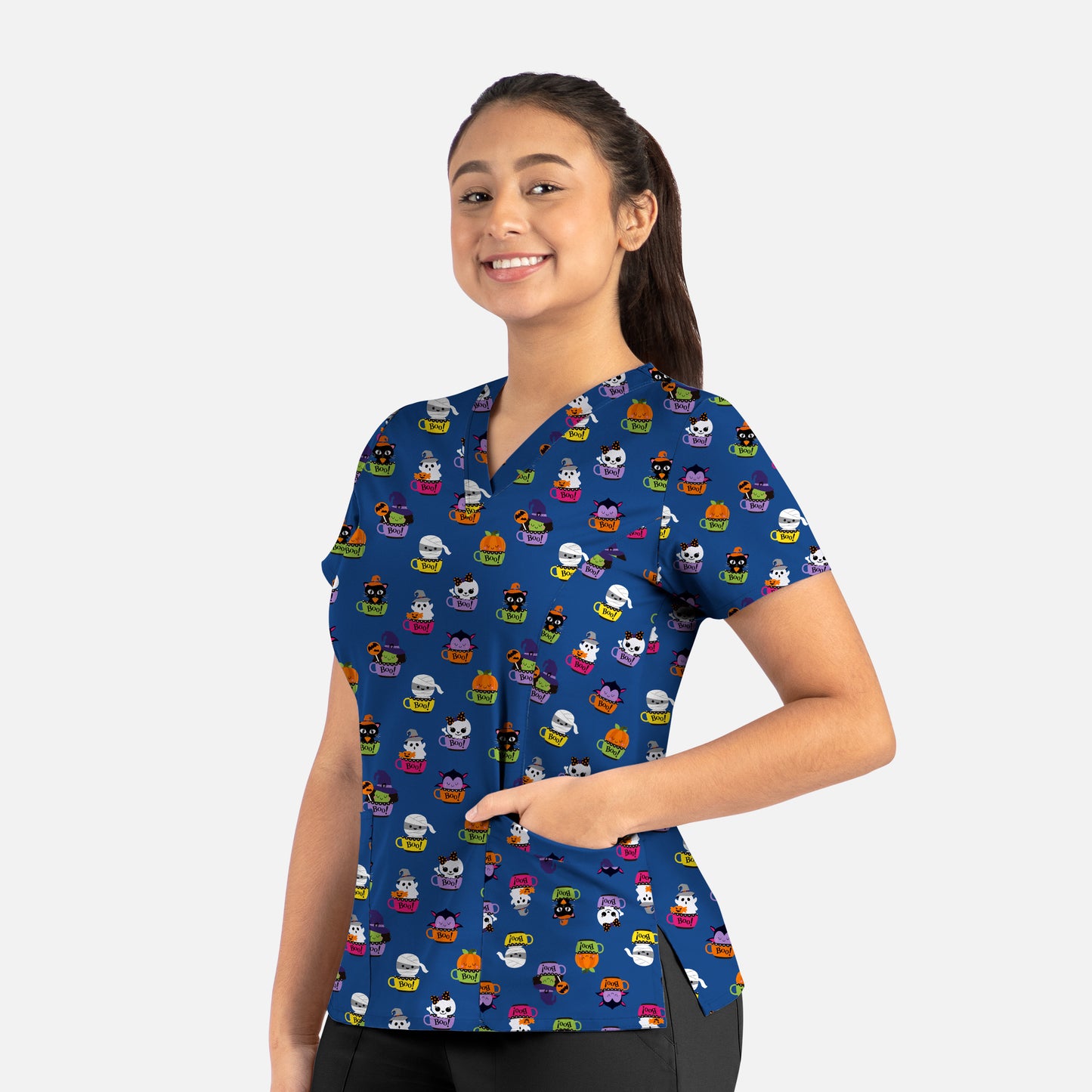 Maevn 9810 V-Neck Print Scrub Top