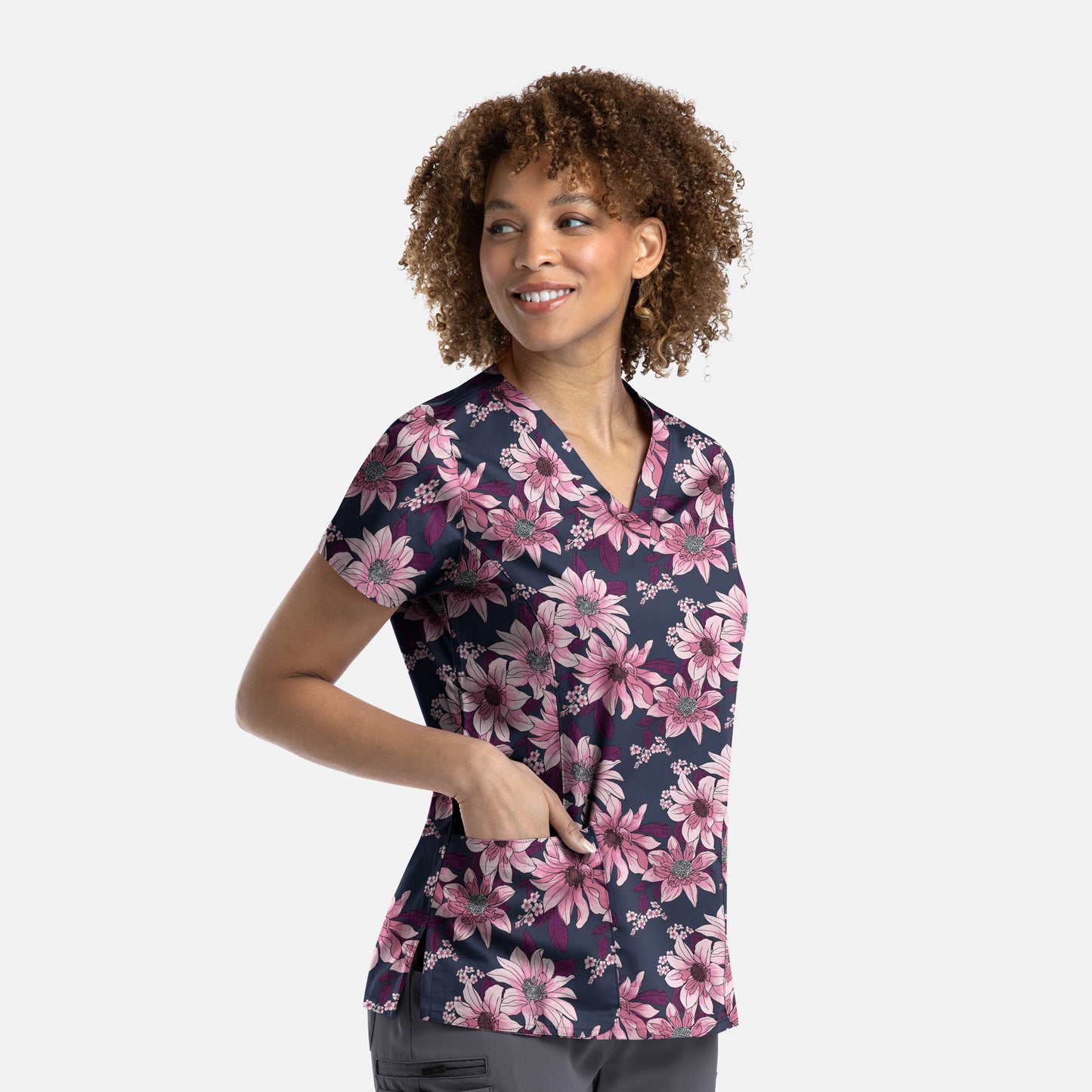 Maevn 9810 V-Neck Print Scrub Top