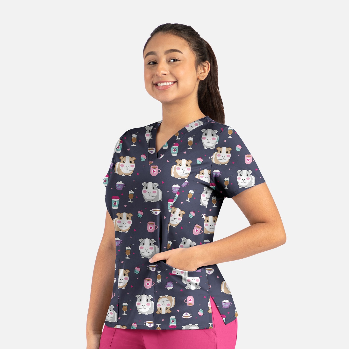 Maevn 9810 V-Neck Print Scrub Top