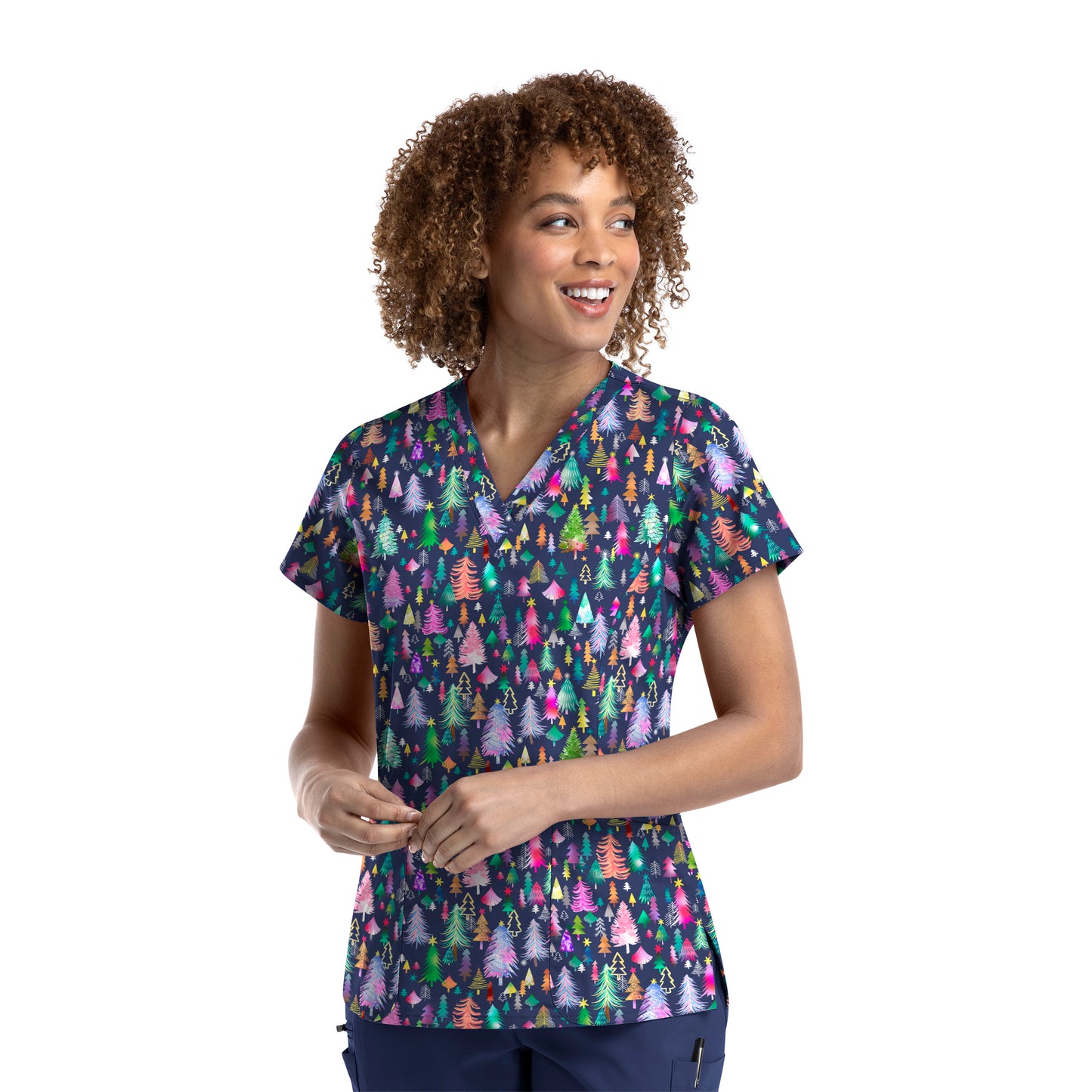 Maevn 9810 V-Neck Print Scrub Top