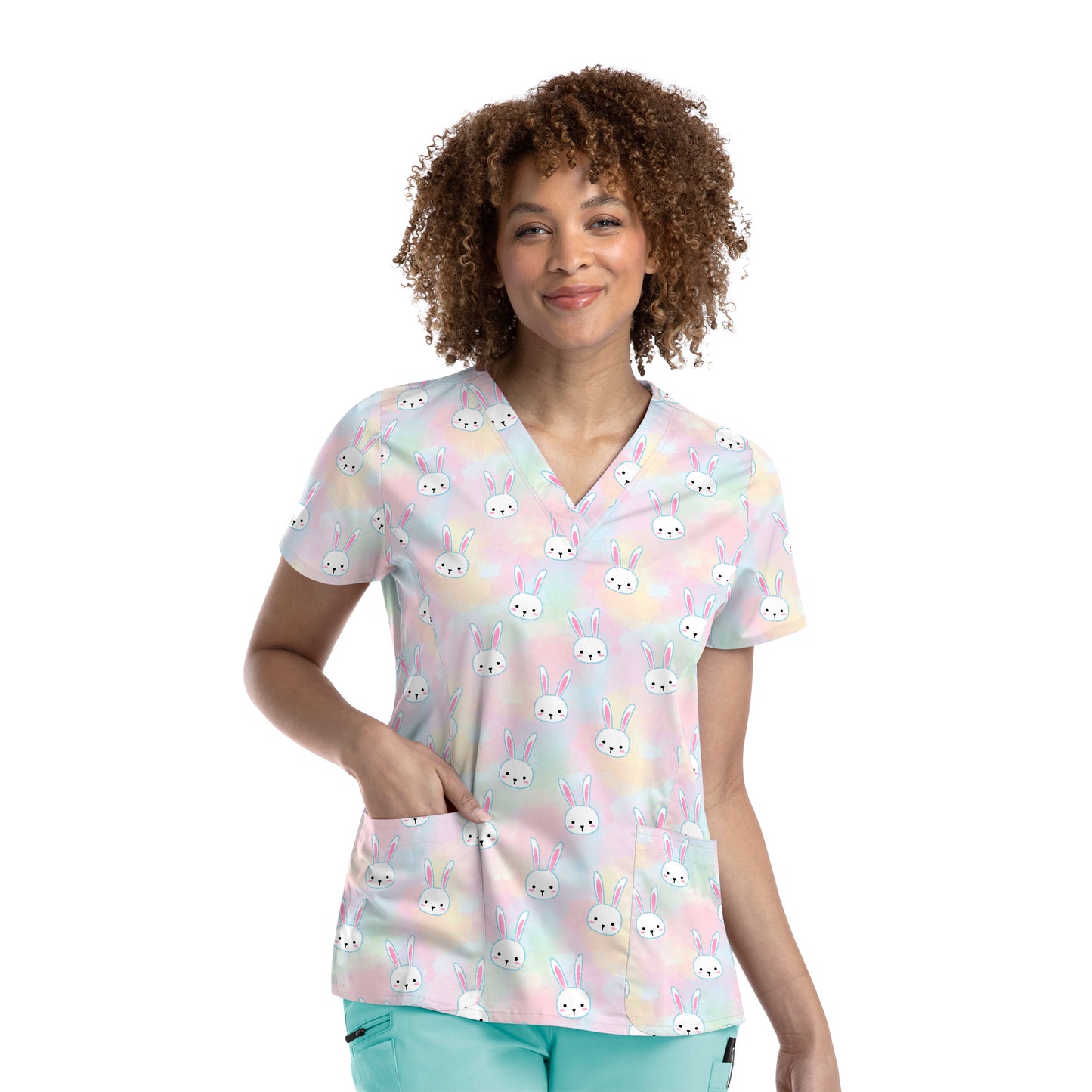 Maevn 9810 V-Neck Print Scrub Top