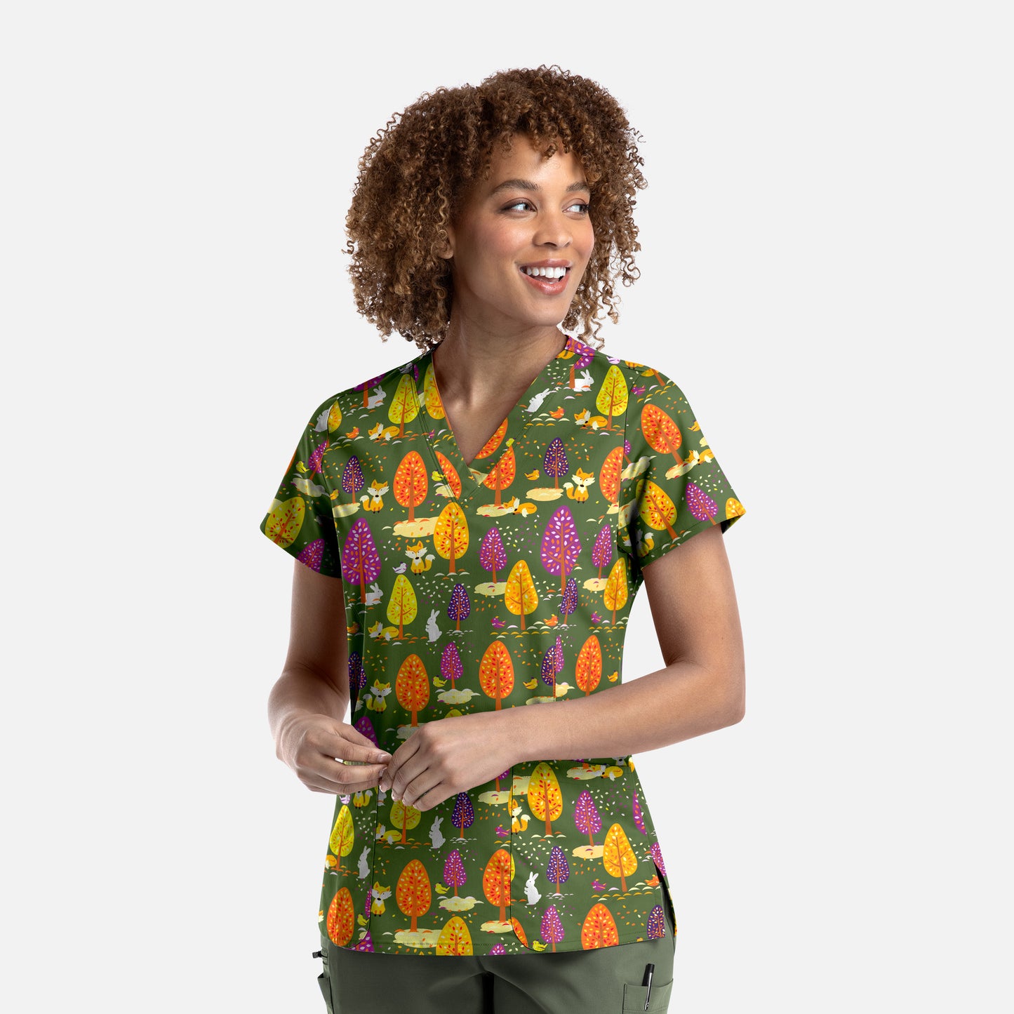 Maevn 9810 V-Neck Print Scrub Top