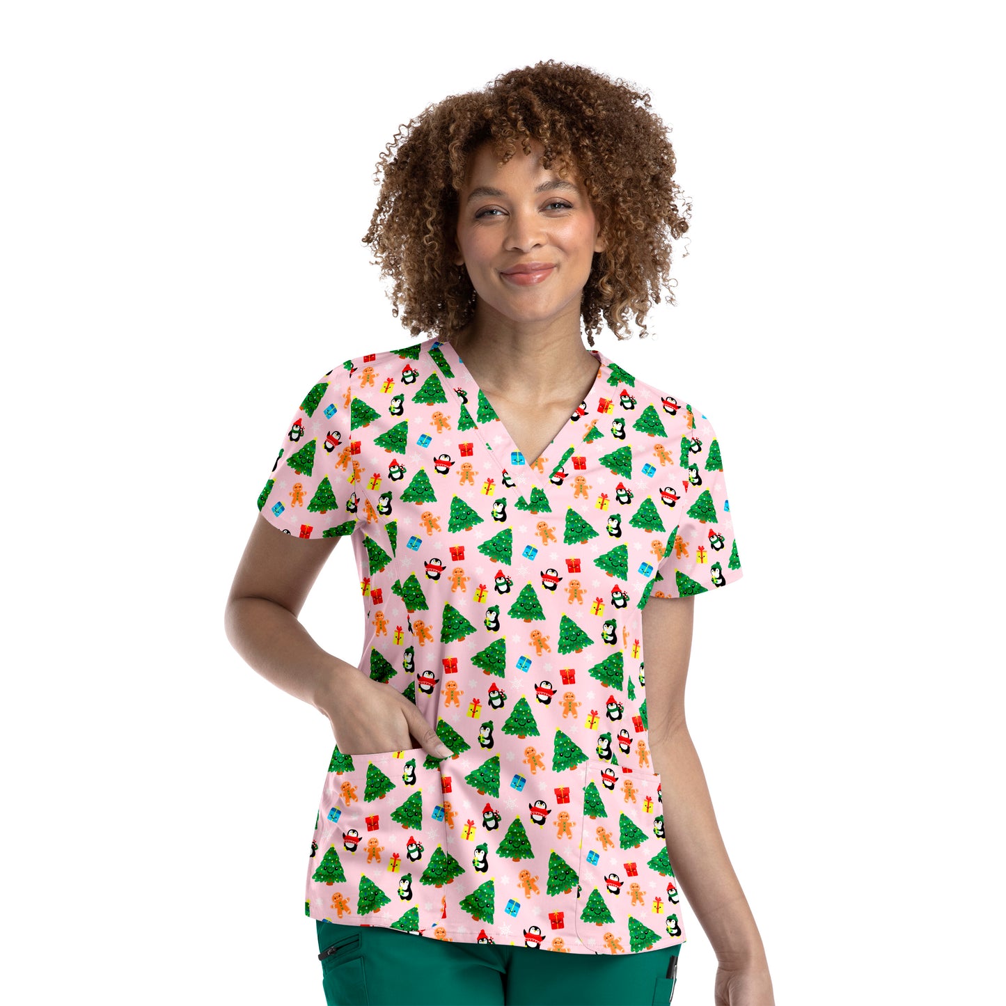 Maevn 9810 V-Neck Print Scrub Top