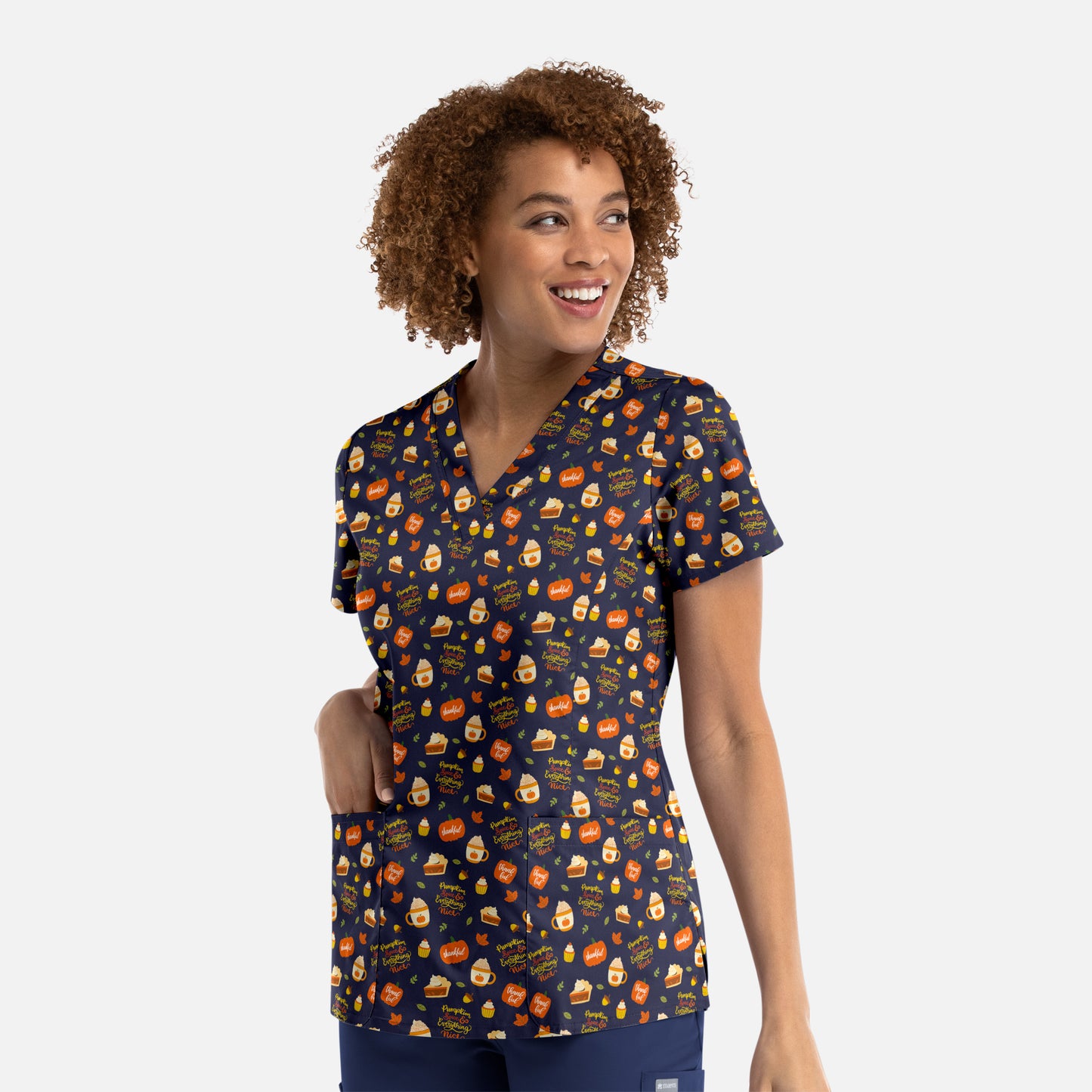 Maevn 9810 V-Neck Print Scrub Top