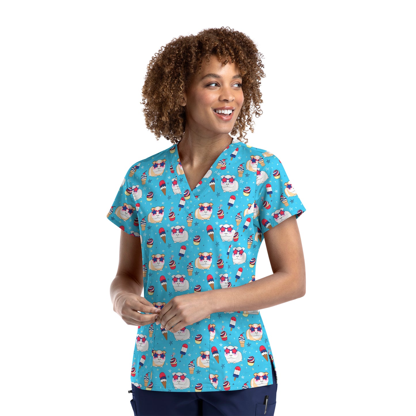 Maevn 9810 V-Neck Print Scrub Top