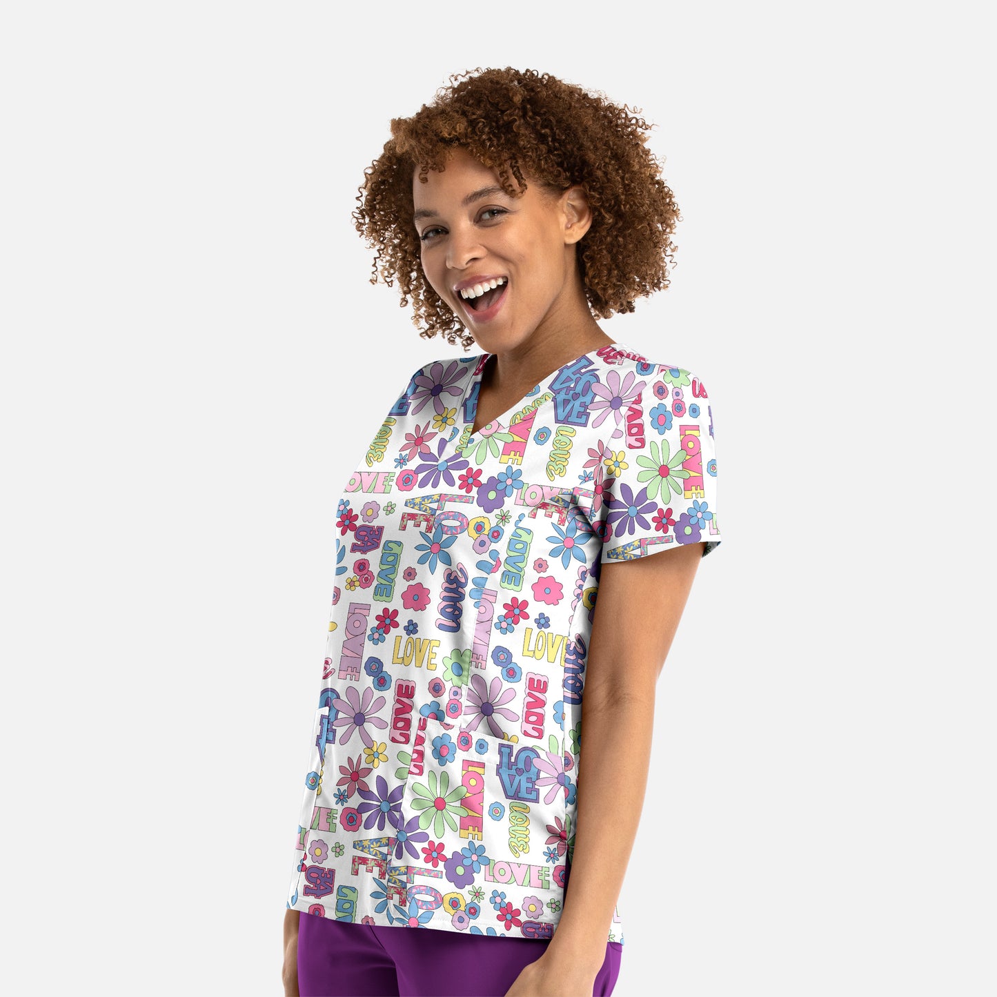 Maevn 9810 V-Neck Print Scrub Top