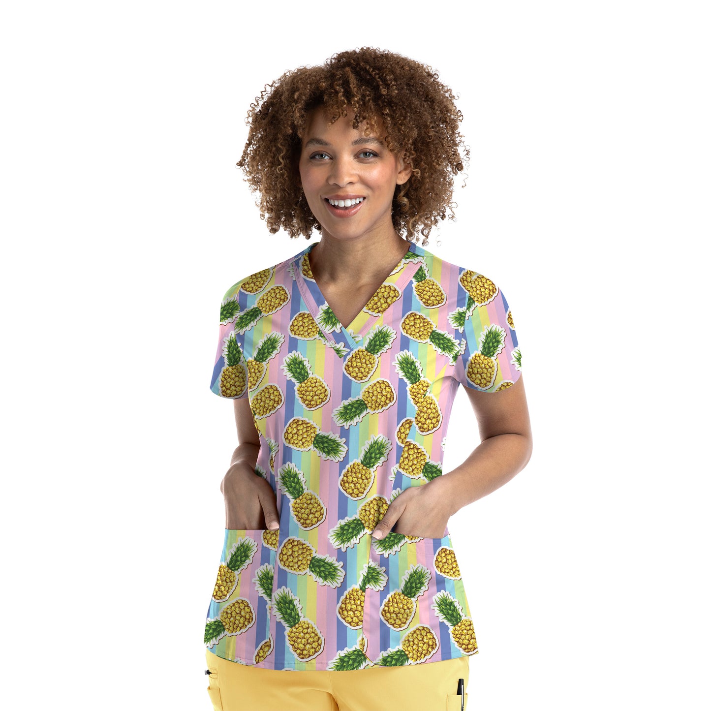 Prints 9810 V-Neck Print Top Mad about Pineapples