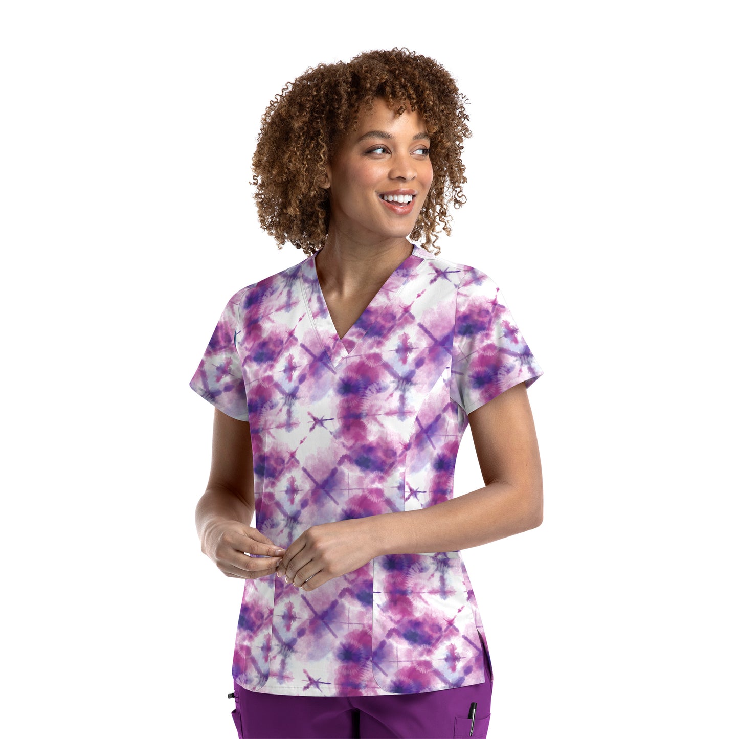 Maevn 9810 V-Neck Print Scrub Top