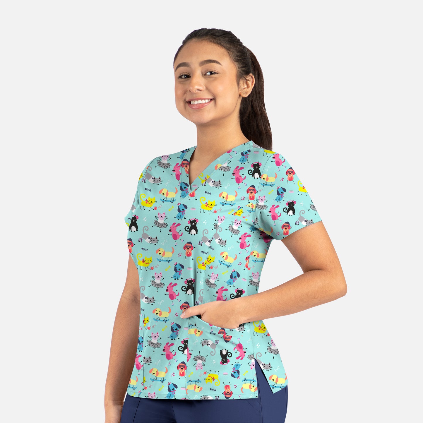 Maevn 9810 V-Neck Print Scrub Top