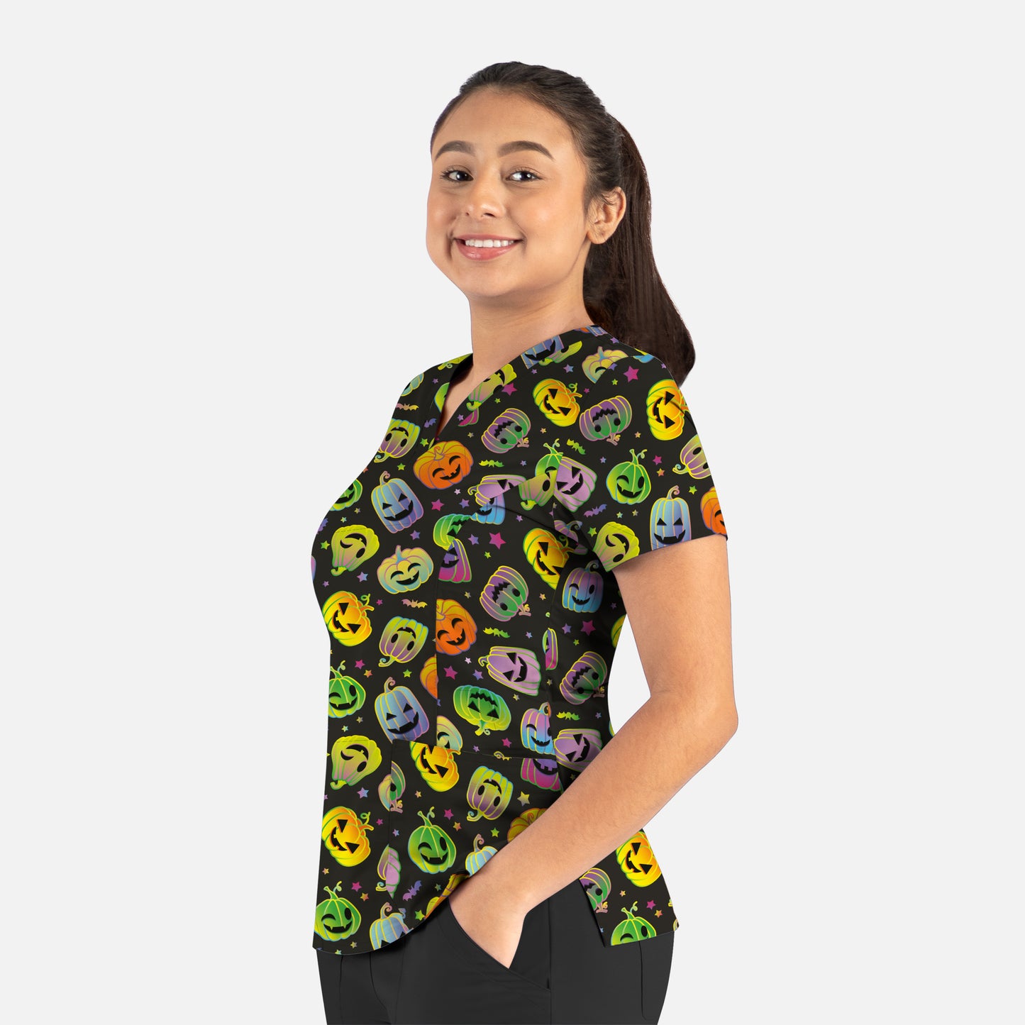 Maevn 9810 V-Neck Print Scrub Top