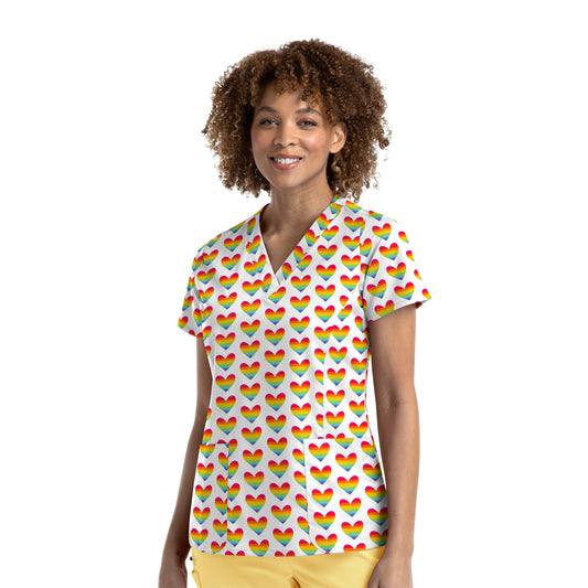 Prints 9810 V-Neck Print Top Peace Love and Rainbows