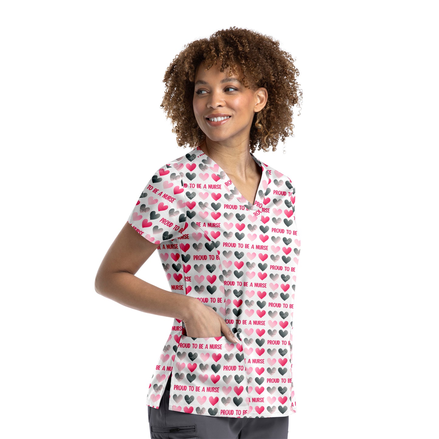 Maevn 9810 V-Neck Print Scrub Top