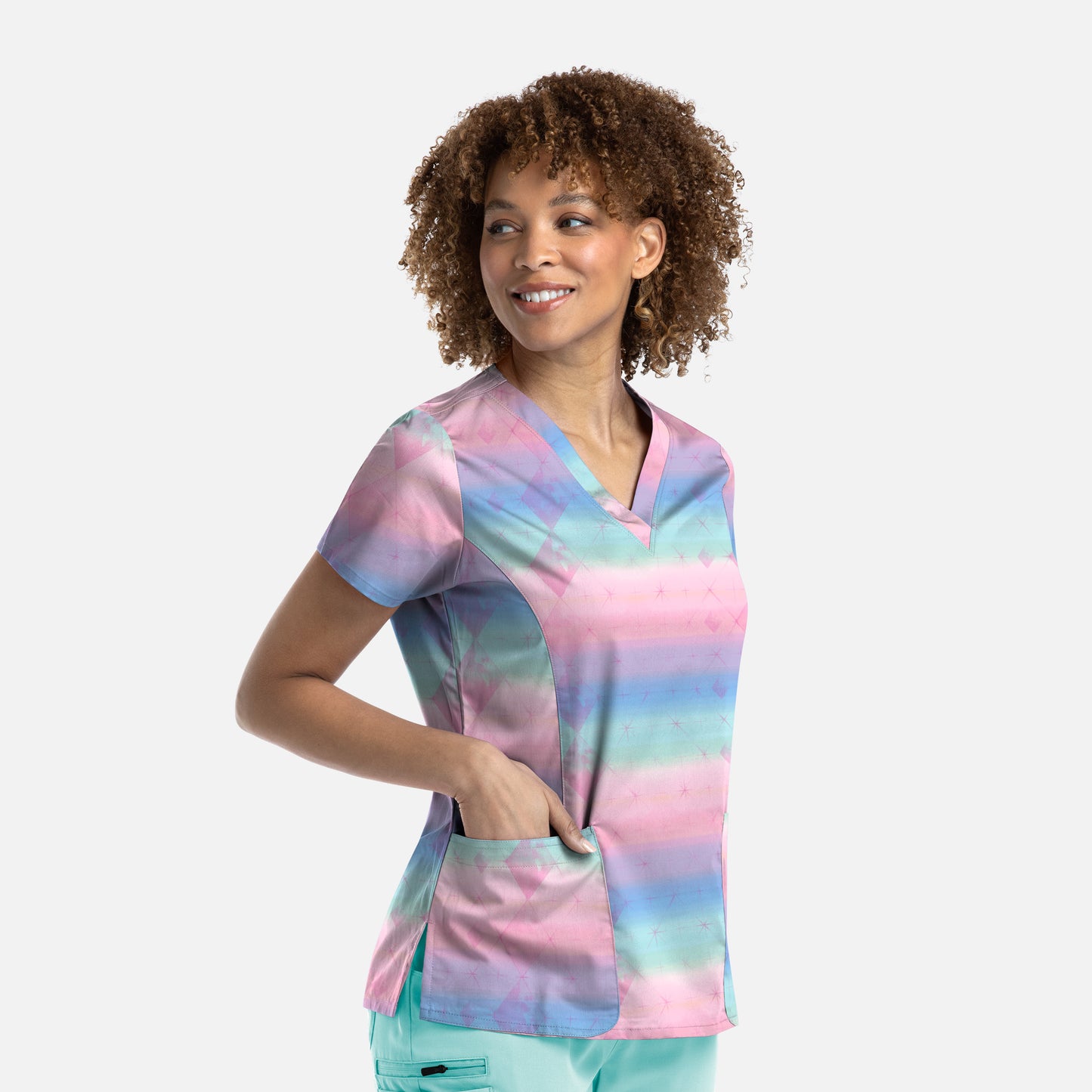 Prints 9810 V-Neck Print Top Pastel Prism