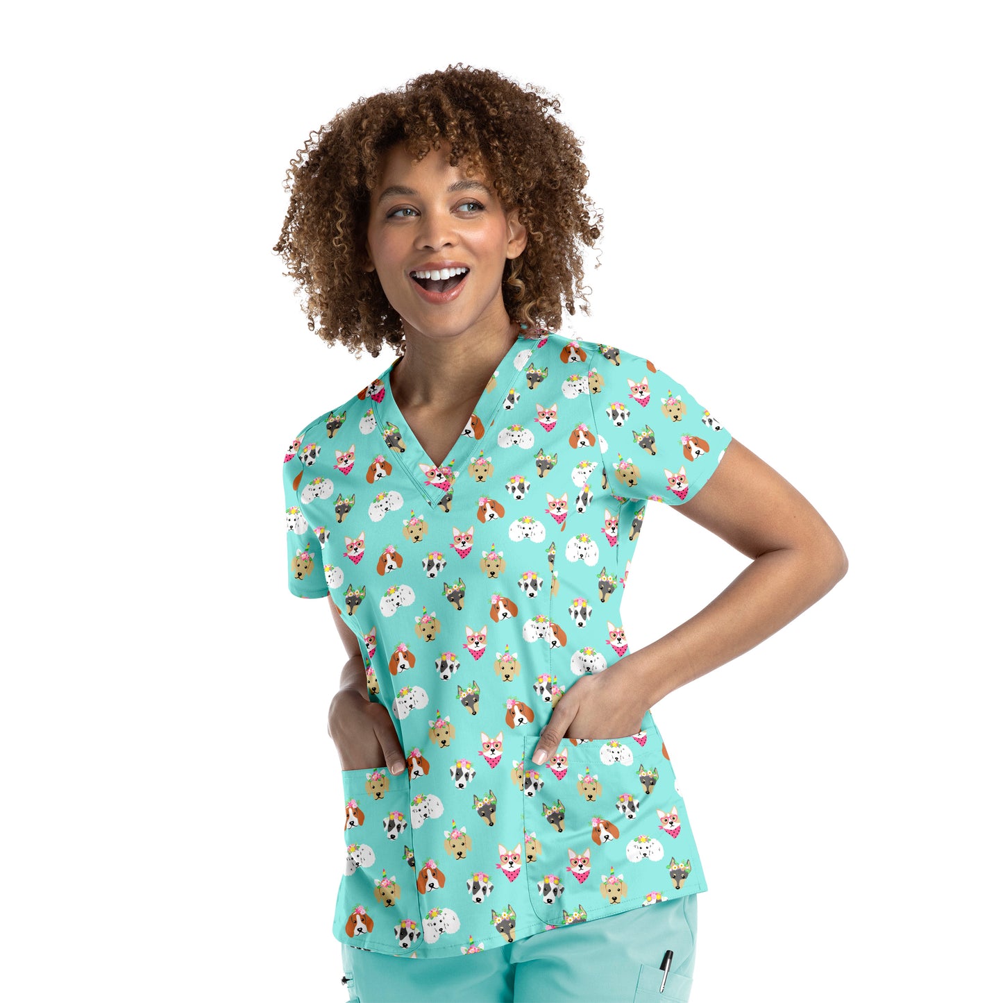 Maevn 9810 V-Neck Print Scrub Top