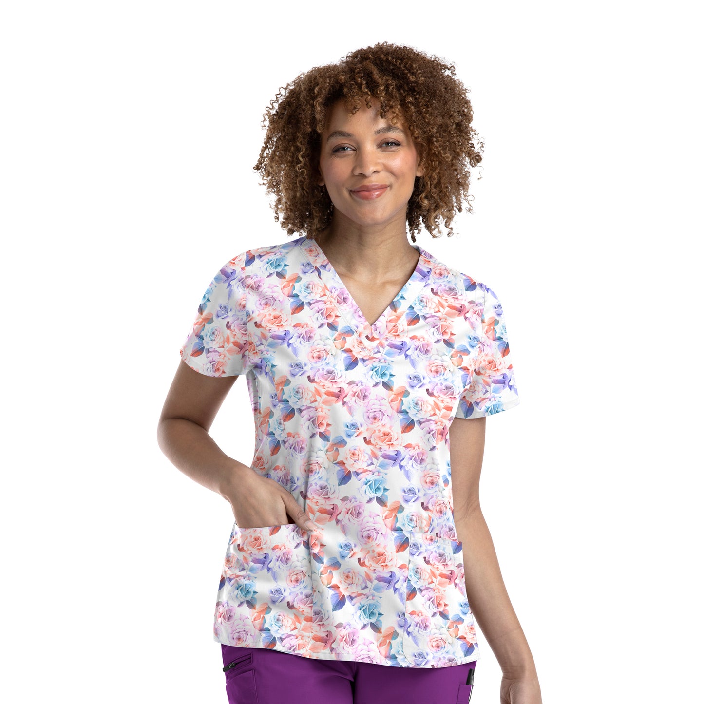 Maevn 9810 V-Neck Print Scrub Top