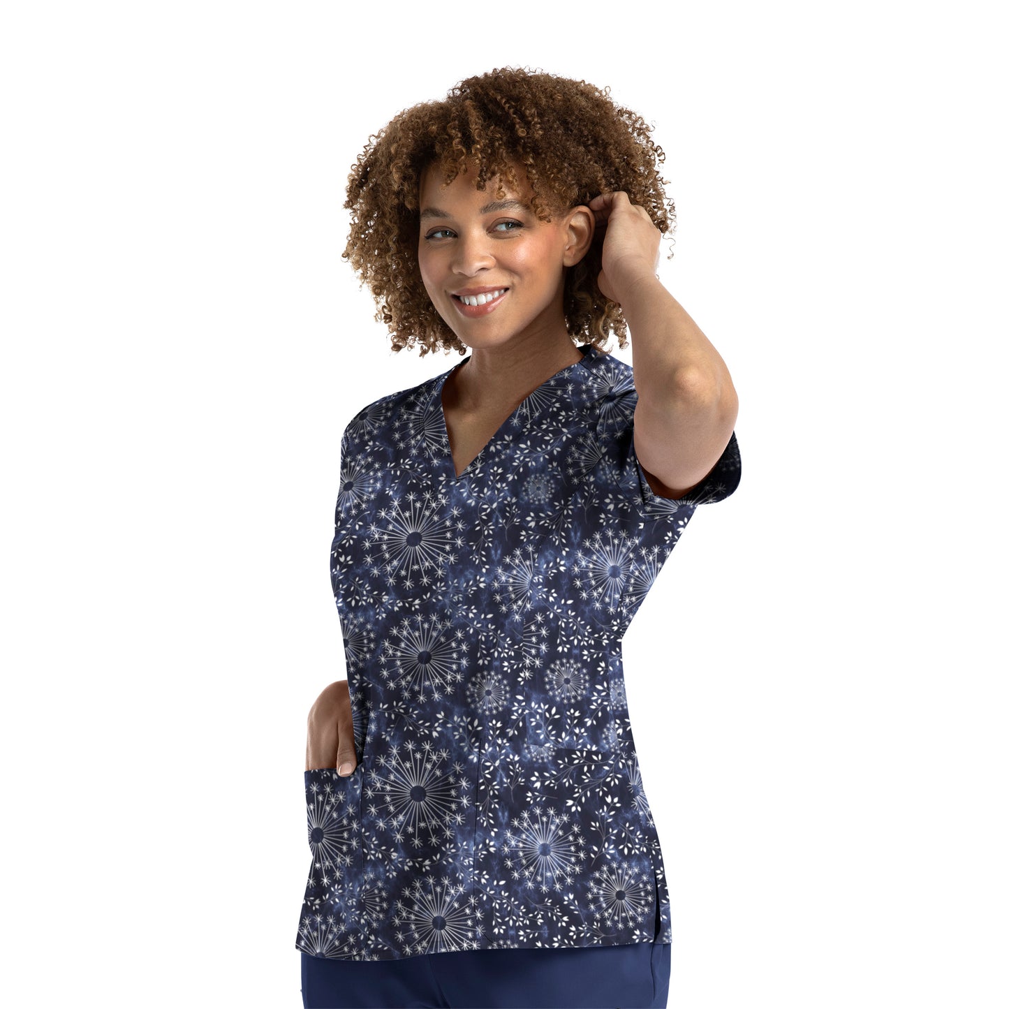 Maevn 9810 V-Neck Print Scrub Top