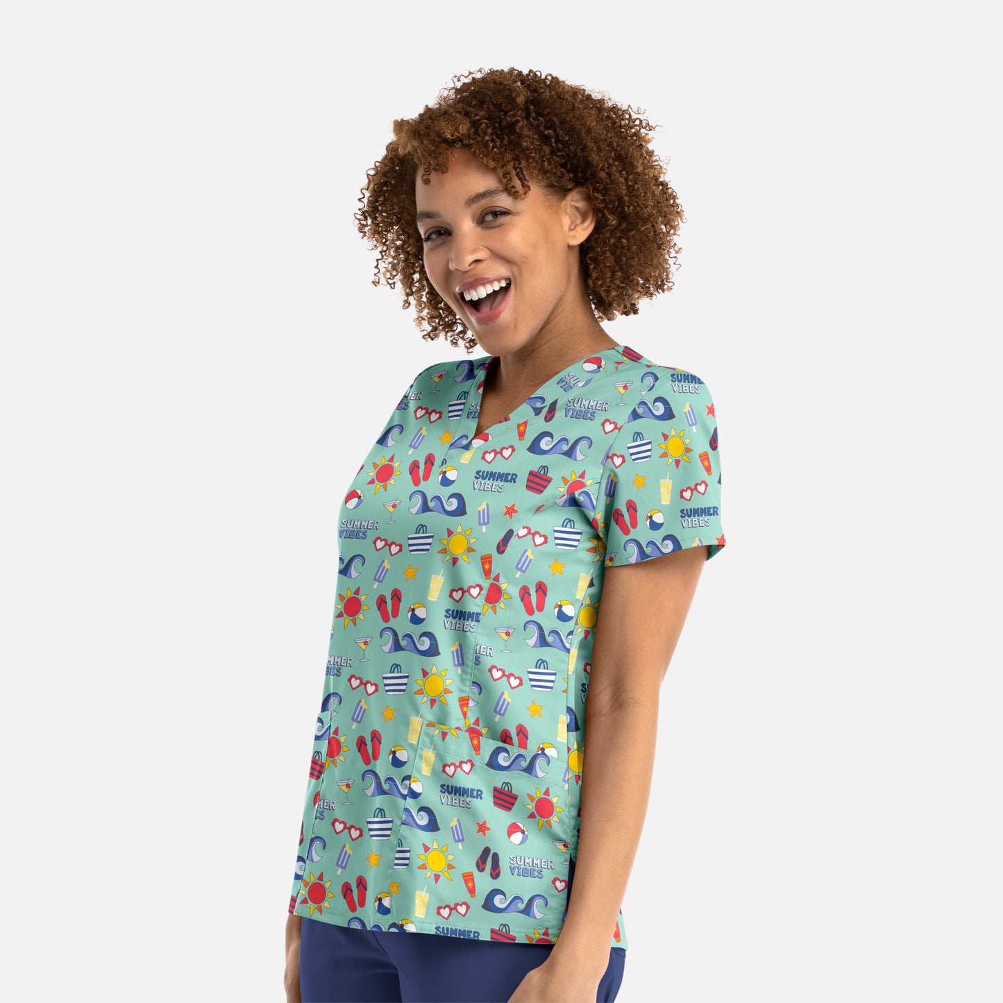 Maevn 9810 V-Neck Print Scrub Top