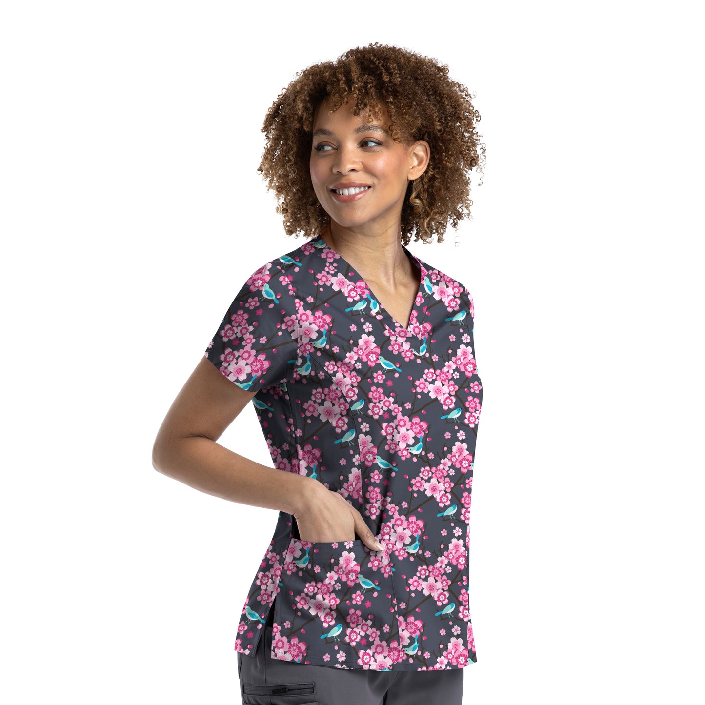 Maevn 9810 V-Neck Print Scrub Top