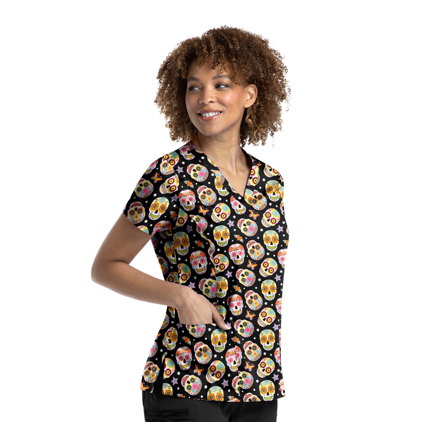 Maevn 9810 V-Neck Print Scrub Top