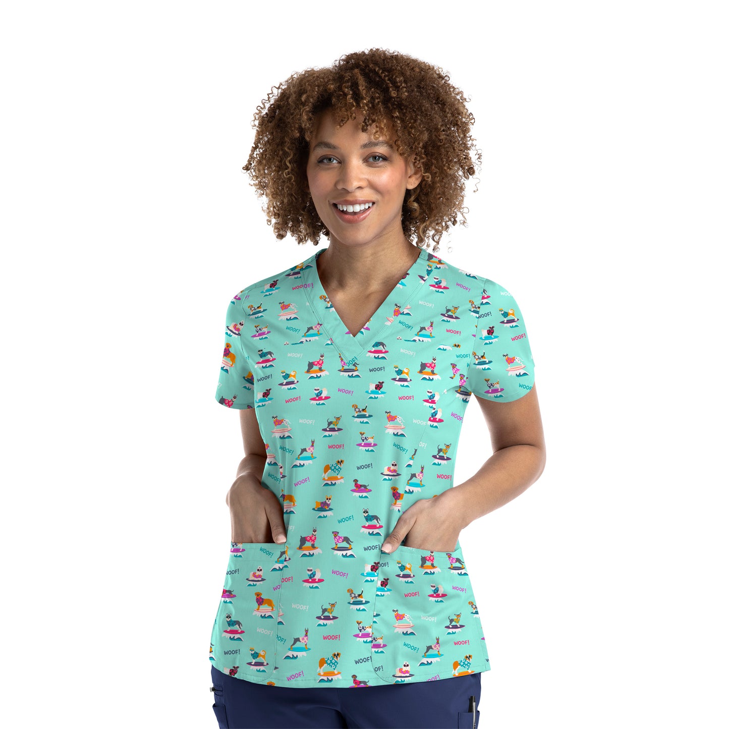 Maevn 9810 V-Neck Print Scrub Top