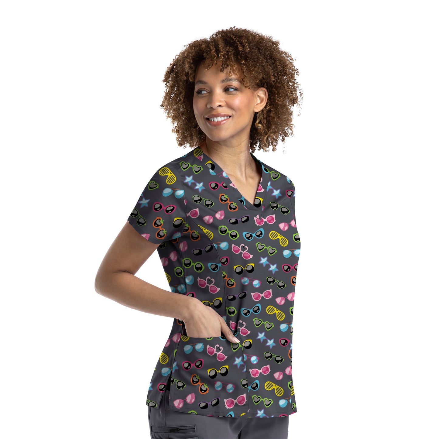 Maevn 9810 V-Neck Print Scrub Top