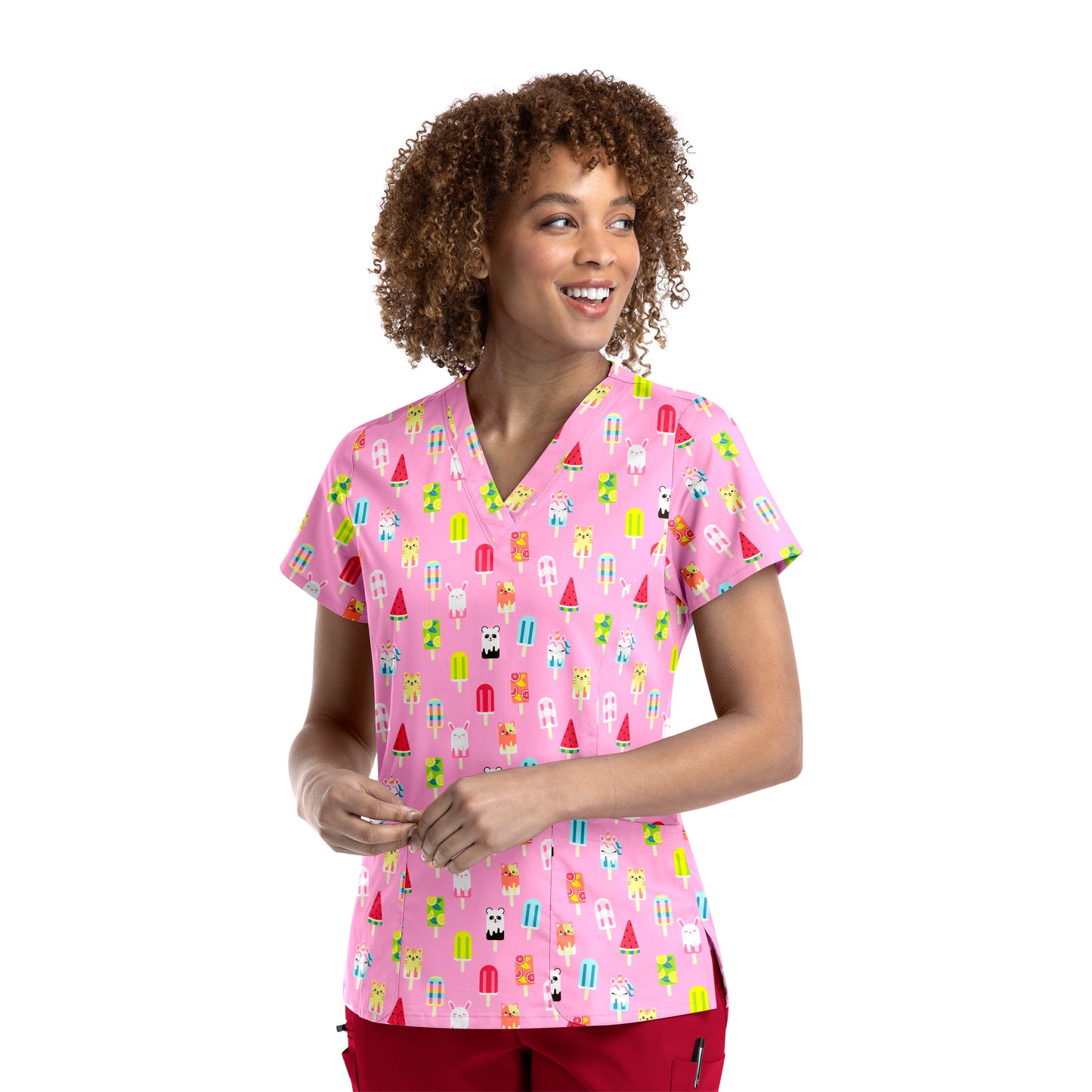 Maevn 9810 V-Neck Print Scrub Top