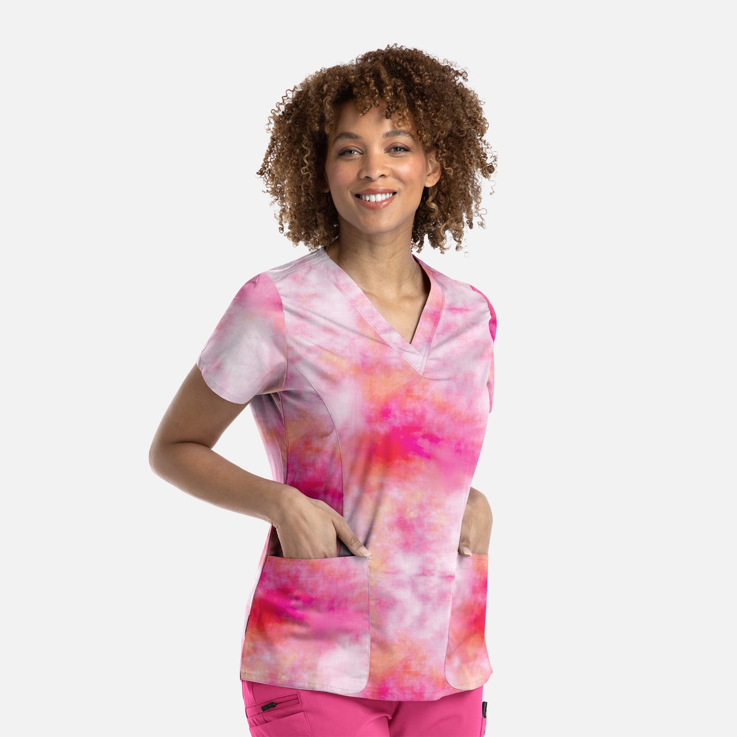 Prints 9810 V-Neck Print Top Tie Dye Sunrise